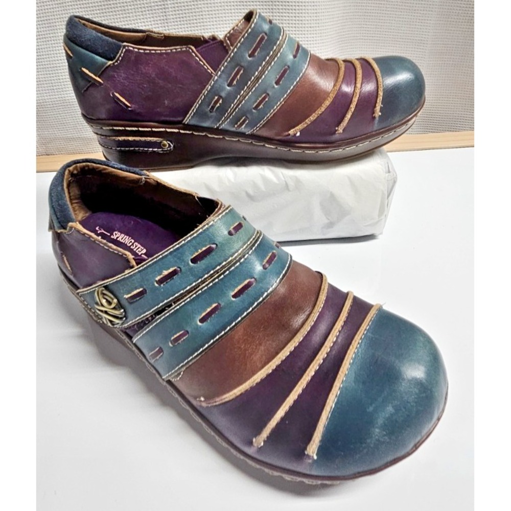 L'Artiste Leather SPRING STEP SHERBET‎ slip on woman clog Sz 38/7.5-8